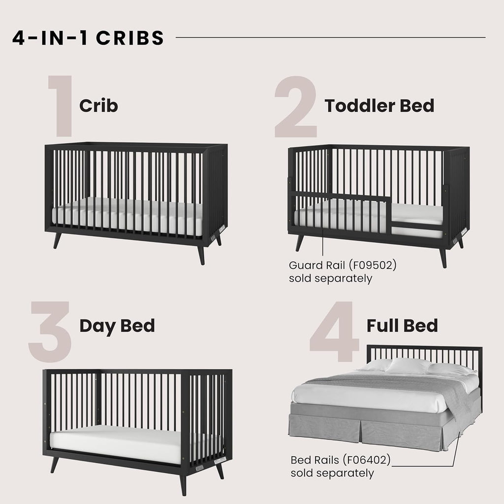 Child Craft Cranbrook 3-Piece Nursery Set, Includes 4-in-1 Convertible Crib, Dresser and Chest, Crib Grows with Your Baby (Ebony)