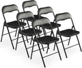 Elevon Folding Chairs 6 Pack, Padded Vinyl Cushion Chairs with Sturdy Metal Frame for for Home and Office, for Indoor and Outdoor Events, 300lb Capacity, Black
