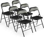 Elevon Folding Chairs 6 Pack, Padded Vinyl Cushion Chairs with Sturdy Metal Frame for for Home and Office, for Indoor and Outdoor Events, 300lb Capacity, Black