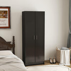 Panana 2 Door Bedroom Wardrobe Closet Bedroom Armoires Home Furniture for Storage (Black)