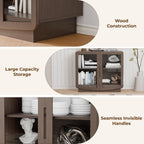 35" Sideboard Buffet Cabinet with Storage, Walnut Glass 2-Door Cabinet with Shelves, Modern Coffee Bar Credenza for Entryway, Kitchen & Living Room
