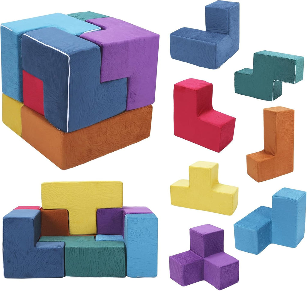 7Pcs Elastic Sponge Toddler Cushions Washable Inspiring Creativity Blocks Chair Wear Resist for Kids Bedroom Playroom Furnitures