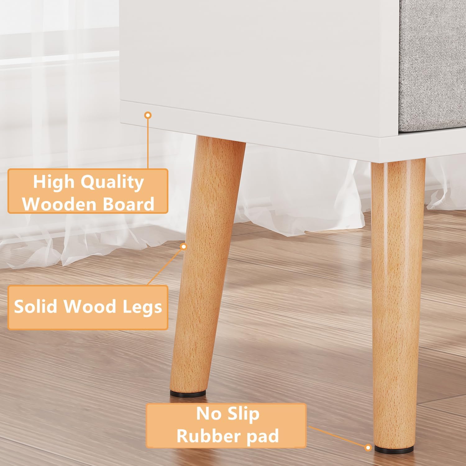 White Nightstand with Drawer, Small Wood Bedside Table, Kids Nightstand | Mid Century Modern Nightstand, Small Bedside Table for Bedroom, Kids Room & Small Spaces.