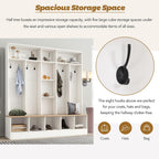 LUMISOL 4-in-1 Hall Tree with Shoe Bench, Cube Storage & Shelves, Wide Entryway Coat Rack with 8 Hooks for Mudroom Living Room, White