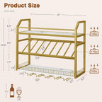 Hoctieon Wall Mount Wine Rack, Wall Mounted Wine Bottle Rack for Display and Storage, Hanging Bottle Holder, for Living Room, Dining Room, Bar, Wine Cellar, Gold&White