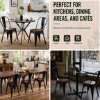 Black Metal Dining Chairs Set of 6 with Wood Seat, Stackable Metal Kitchen Chairs for Dining,Kitchen Room and Outdoor Patio