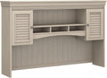 Bush Home Fairview 60W Hutch for L Shaped Desk in Antique White, Attachment with Shelves and Cabinets for Home Office