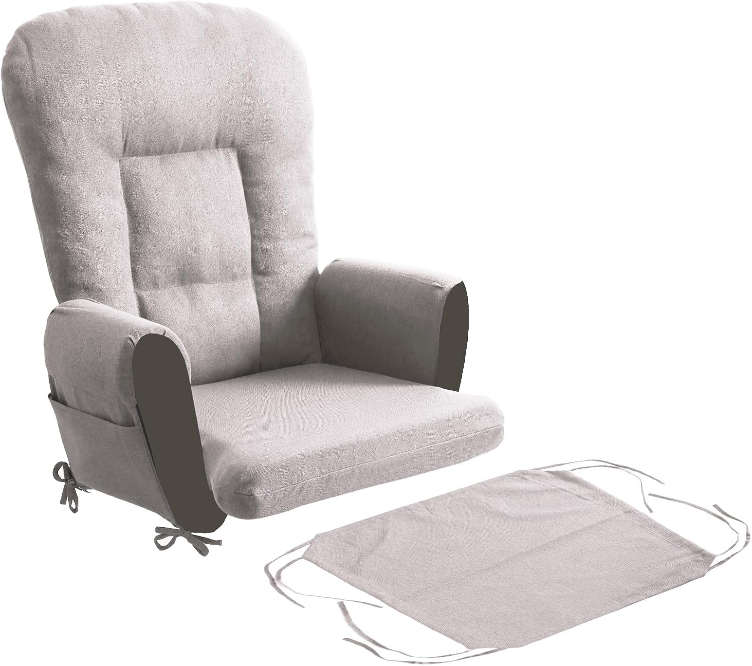 ANMINY 5pcs Glider Rocker Replacement Cushions Set - Thickened Glider Rocking Chair Cushions with 29.5 inch High Backrest & Side Pockets for Indoor Nursery, Washable & Non Slip, Beige