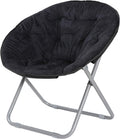 Faux-Fur Folding Chair, Moon Chair Soft Lounge Chair for Lounging, Bedroom, Dorm Rooms or Apartments, Black