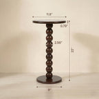 Solid Wood Round End Table, Boho Side Table for Living Room & Bedroom - Small Narrow Nightstand - Spool Bobbin Accent Furniture & Plant Stand- 22" Tall