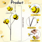 Suncalla 12 Pcs Felt Bee Stems What Will Baby Bees Birthday Party Decor DIY Felt Honeybee Branch Pick for Tree Vase Filler Home Centerpiece Farmhouse Baby Shower Crafts (Bee)