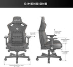 Anda Seat Kaiser 3 XL Gaming Chairs for Adults - Ergonomic Black PVC Leather Gaming Chair with Lumbar Support, Comfortable Office Seat with Neck Support - Heavy Duty Wide Gamer Seat