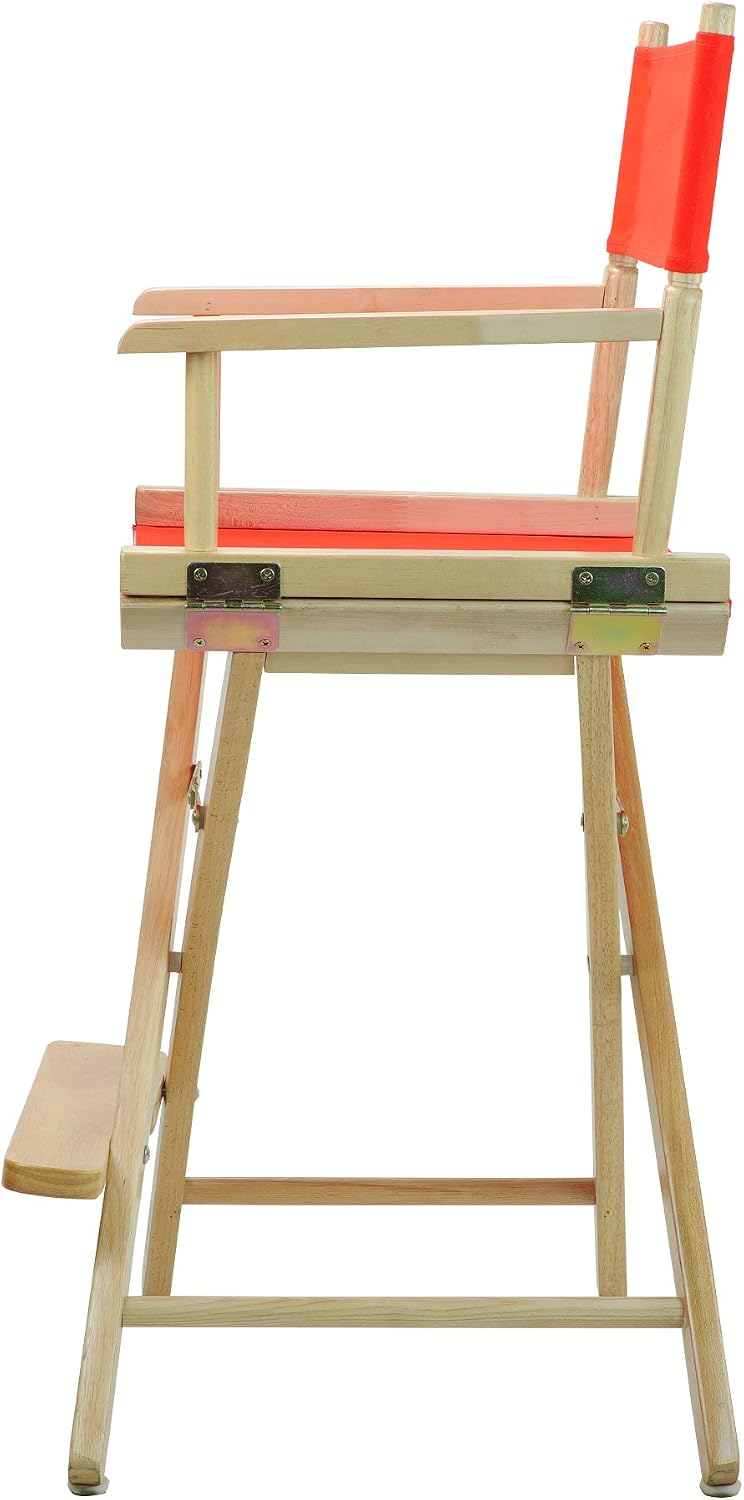 Casual Home 24" Director's Chair Natural Frame with Orange Canvas, Counter Height