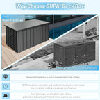 Galvanized Steel Outdoor Storage Box Lockable Bench with Hydraulic Lid Wheels for Patio Backyard Pool Cushions Tools Package Storage (Dark Brown)