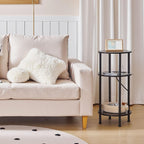 HOOBRO Side Table and Round Side Table Bundle, Round End Accent Table with Sturdy Metal Pedestal, 3-Tier Compact Sofa End Table with Charging Station, BB95BZ01-BB219UBZ01