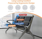 Kinfant 3-Seat Waiting Room Bench - PU Leather Waiting Room Chairs with Arms Airport Reception Bench, Lobby Bench Seating Office Bench Waiting Area Chairs for Airport Business Hospital Market