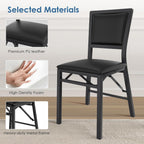 VECELO Folding Chairs Set of 4 with Cushion, Foldable Padded Seats with Heavy Duty Metal Frame for Kitchen/Dining/Living Room, No Assembly & Space Saving Design, Black