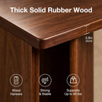 2-in-1 C-Shaped End Table & Side Table, Solid Rubberwood Side Table with Storage Shelf, Small End Table for Sofa Couch, Mid-Century Narrow Nightstand for Living Room Bedroom & Small Spaces