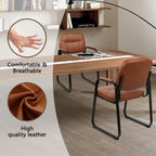 CLATINA Waiting Room Guest Chair with Bonded Leather Padded Arm Rest for Office Reception and Conference Desk Black with Sled Base Brown 1 Pack
