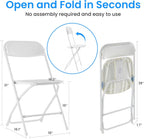 HealSmart Set of 10 Plastic Folding Chairs, Portable Stackable Seats with Reinforced Metal Frame, 330 Lbs Load Capacity, Multipurpose Furniture for Wedding Party Picnic Office Indoor Use, White
