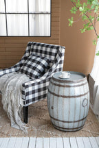 Drum Side Table with Removable Lid, 22.5x22.5x26 Inch Iron End Table with Storage for Living Room, Bedroom, Farmhouse Decor