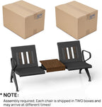 wonline Waiting Room Chairs 2 Seat w/Table, Waiting Room Chairs with Arm, Office Furniture Lobby Conference Reception Bench Office Guest Seating for Clinic Airport Hospital Barber Salon Bank