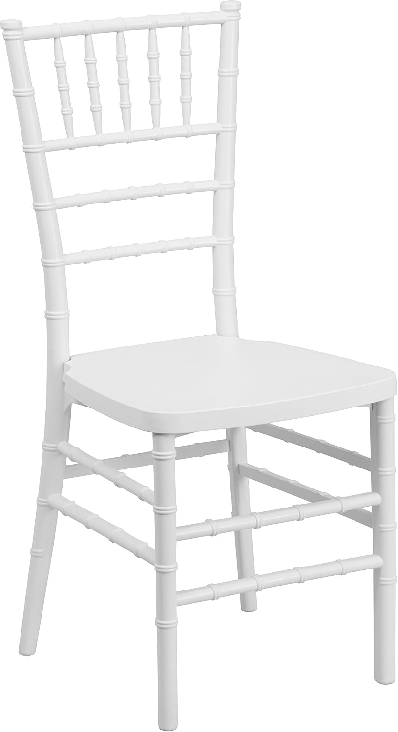 EMMA + OLIVER Matte White Resin Stacking Chiavari Chair