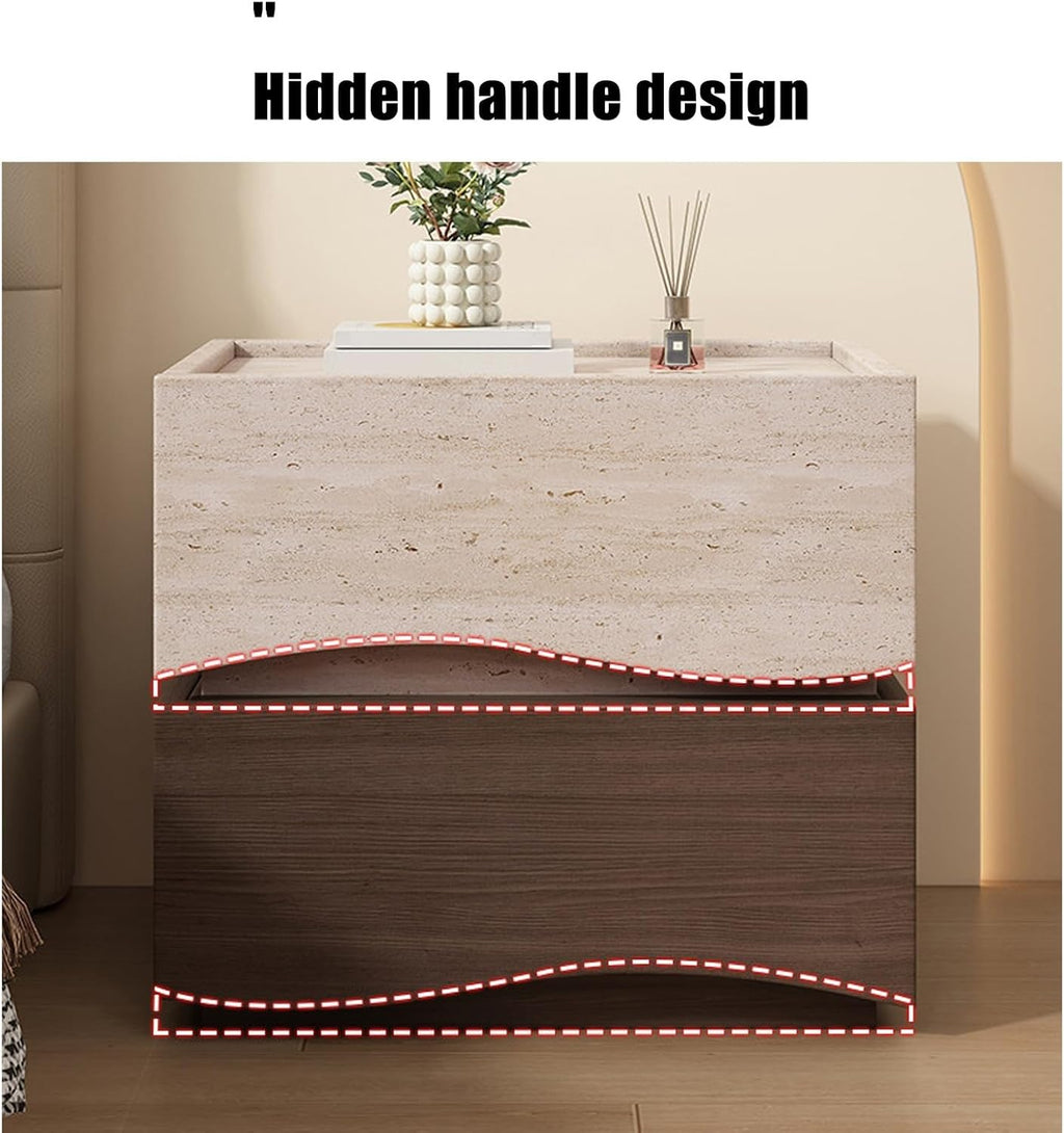 Bed end Table with Drawer, Smart Nightstand Table with Locks, Side end Bedside Table, Solid Wood Bedside Table, Suitable for Bedrooms, Living Rooms, and Offices(Khaki-A,19.6 * 15.7 * 18.1in)
