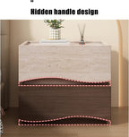 Bed end Table with Drawer, Smart Nightstand Table with Locks, Side end Bedside Table, Solid Wood Bedside Table, Suitable for Bedrooms, Living Rooms, and Offices(Khaki-A,19.6 * 15.7 * 18.1in)