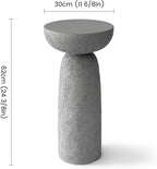24'' Tall Round Gray Pedestal Side Table, Modern Hourglass End Table with Stone Texture, Minimalist Faux Concrete Accent Table for Living Room, Bedroom, or Patio