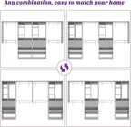 [10 FT Closet System] 120 Inch Reversible Set of 2 Wood Closet Organizer System with 4 Drawers, 6 Hanging Rods Adjustable Shelf, Shoe Rack, Morandi Grey