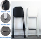 Folding Bar Stool with Backrest, Set of 2 Portable Folding Stool Chair PU Sponge Seat Tall Bar Stools - 300 lbs Capacity (Color : White, Size : Seat Height 27")