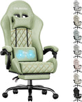 HLDIRECT Massage Recliner Gaming Chair with Footrest for Adults, Green | 300lbs Capacity, Ergonomic Office Computer Chair, Lumbar Support, Breathable Fabric, Headrest, 360° Swivel, Metal Frame