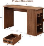 ONBRILL 59 Inch Kitchen Island with Storage, Fluted Counter Height Table, Mid-Century Modern Kitchen Island Table with Sliding Door, Home Bar Tables with Wine Rack and Drawers Walnut