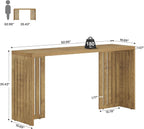 Tribesigns Bar Table, 63-Inch Counter Height Pub Table, Industrial Bar Height Table, Rectangular High Top Kitchen & Dining Counter Tables with Louvered Base for Narrow Space, Natural