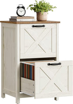 VASAGLE File Cabinet, 2-Drawer Filing Cabinet for Home Office, Modern Farmhouse, Adjustable Hanging Rail for A4 Letter Files, Printer Stand, Study Bedroom, Rustic White and Honey Brown UOFC086WJ02S