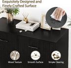 Giantex 38-Inches Storage Cabinet, Sideboard with 2 Doors and 4 Cubic Shelves, Anti-Tipping Device, Sturdy Metal Hings, Credenza, Bathroom Cabinet for Living Room, Kitchen, Entryway, Black