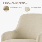 KISLOT Swivel Dining Chairs Set of 2, Mid Century Modern Chairs Fabric Upholstered Armchair with Armrest & Ergonomic Backrest for Dining Room, Kitchen, Bedroom, Living Room, Sand, 2 Boxs
