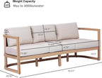 Christopher Knight Home Fido Acacia Wood Outdoor 3 Seater Sofa Cushion, Solid Wood Patio Sofa with Wicker Backrest, Comfy Lounge Sofa for Patio Furniture Set, Light Teak+Beige
