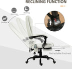 22x28in 240lb Premium Executive Ergonomic Fully Reclining High Back Office Chair Vibrating Massage Lumbar Support Almond White