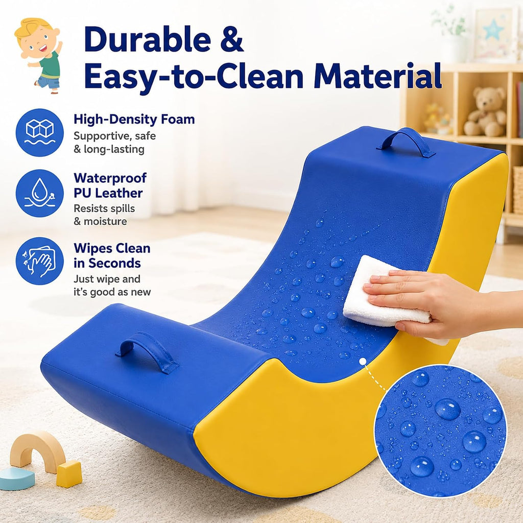Sensory Rocking Chair with Waterproof PU Cover,High-Density Foam Portable Sensory Chair for Kids-Classroom Rocker for Focus & Engagement