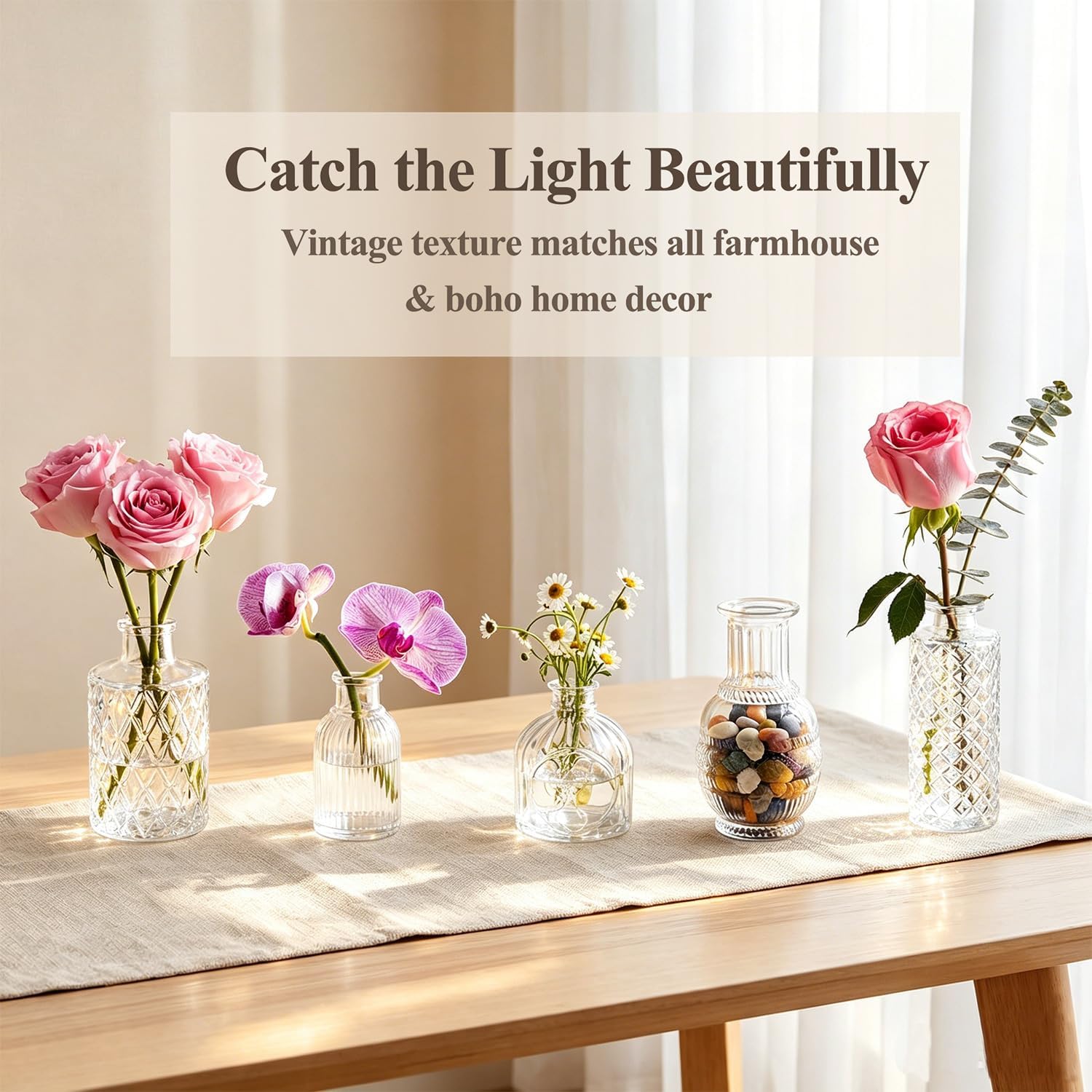 Clear Glass Bud Vase Set of 12 Pcs,Small Bud Vases in Bulk,Glass Crystal Flower Vases Table Centerpieces for Party Event Wedding Decor Baby Shower Decorations (Clear, 12 Pcs)