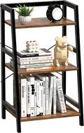 3-Tier Bookshelf, Ladder Shelf for Small Spaces, Industrial Short Bookshelf, Small Bookcase for Living Room, Bedroom, Home Office, Kitchen, 11.8 "D x 16.5" W x 31.3 "H, Rustic Brown