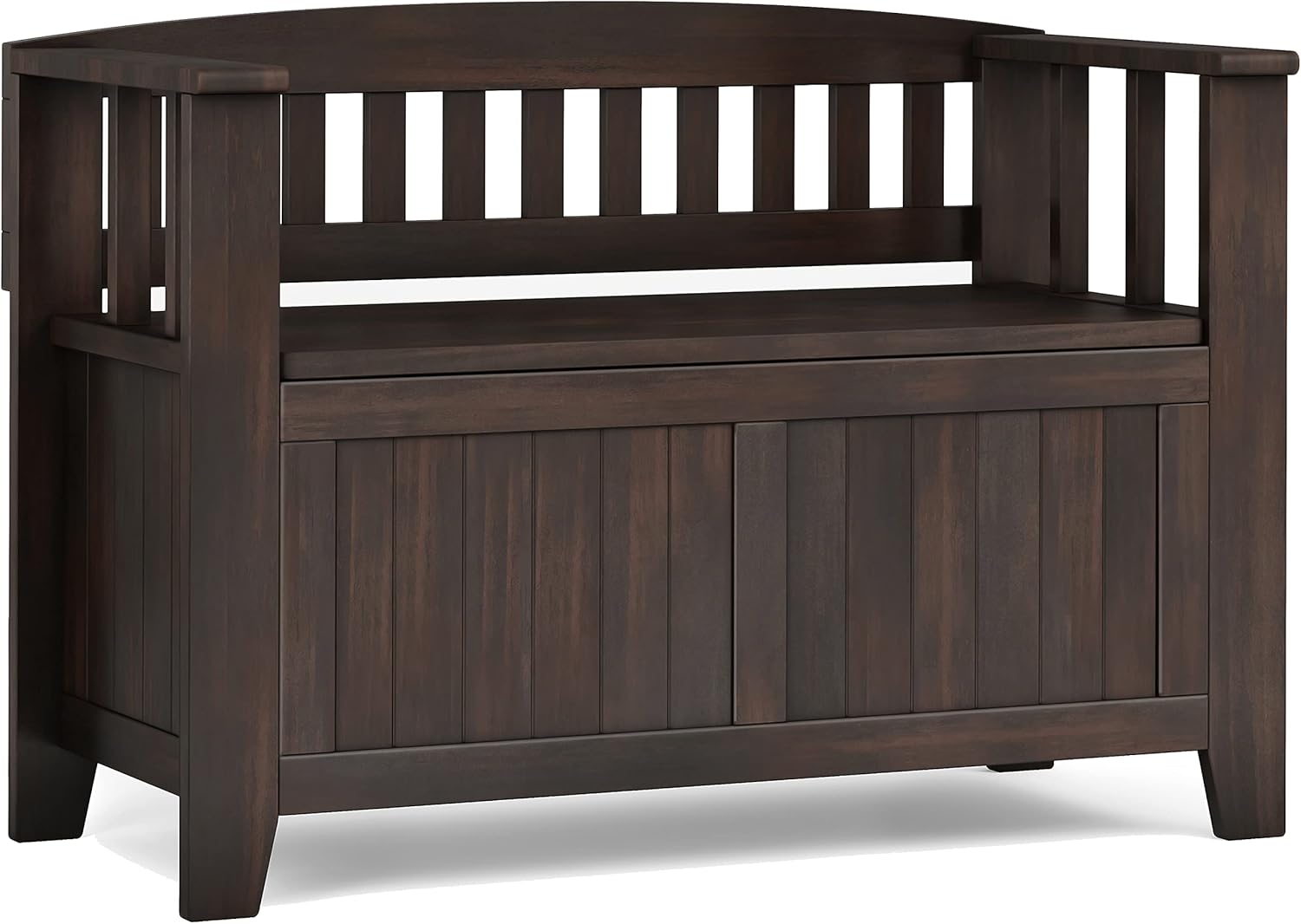 SIMPLIHOME Acadian Solid Wood 36 inch Wide Small Storage Bench and 31.5 inch Wide Shoe Storage Cabinet in Brunette Brown for the Living Room, Entryway, and Family Room, Transitional Style