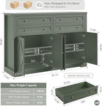 HOSTACK 55" Coffee Bar with 4 Large Drawers, 40" Tall Buffet Cabinet with Storage, Kitchen Storage Cabinet, Modern Farmhouse Sideboard Buffet, Adjustable Shelves for Living Room, Green