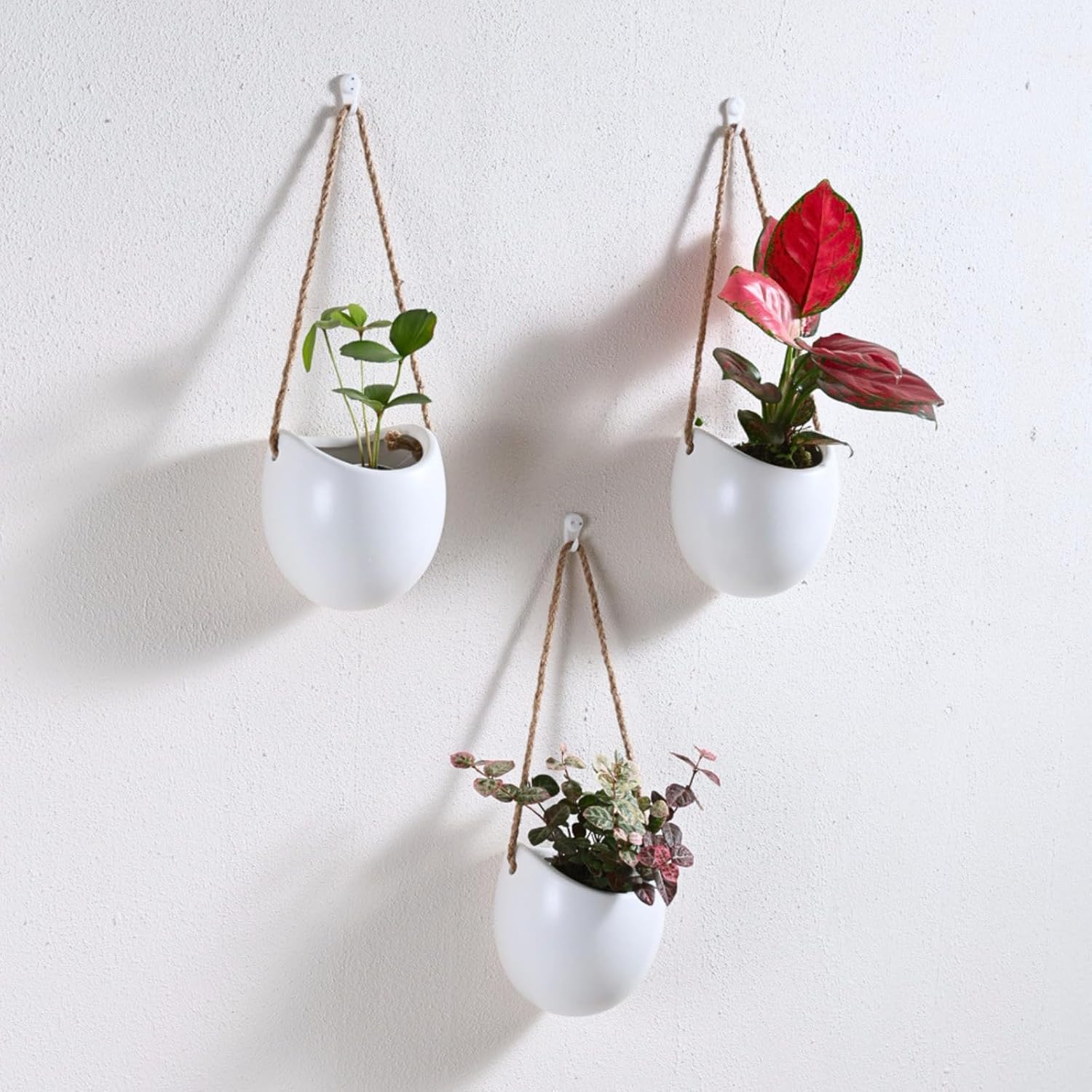 Set of 3 Ceramic Wall Planters Small Pocket Vases Hanging Decor | (paired with real or fake flowers) Wall Decor for Home Entryway, Hallway, Bathroom, Living Room, Dining Room, Office, Garden