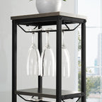 5-Tier Wine Rack Freestanding Floor, 11 Bottles Modern Wooden Wine Holder-Storage Cabinet for Home Bar, Kitchen, Dining Room Space Saving Bar Stand with Easy Assembly. (Black/Gray)