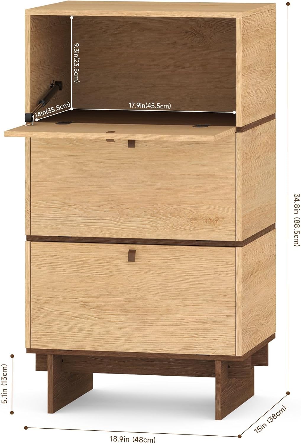 Storage Cabinet, Sideboard Buffet Cabinet with 3 Doors, Side Table with Storage for Kitchen, Living Room, W18.9xD15xH34.8, Natural Oak Color