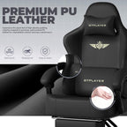 GTPLAYER Big and Tall Gaming Chair 400lbs Heavy Duty Office Chair with Footrest, High Back Pocket Spring Ergonomic Computer Chair for Adults, Wide Seated Cushion with Linkage Armrests, Leather Black