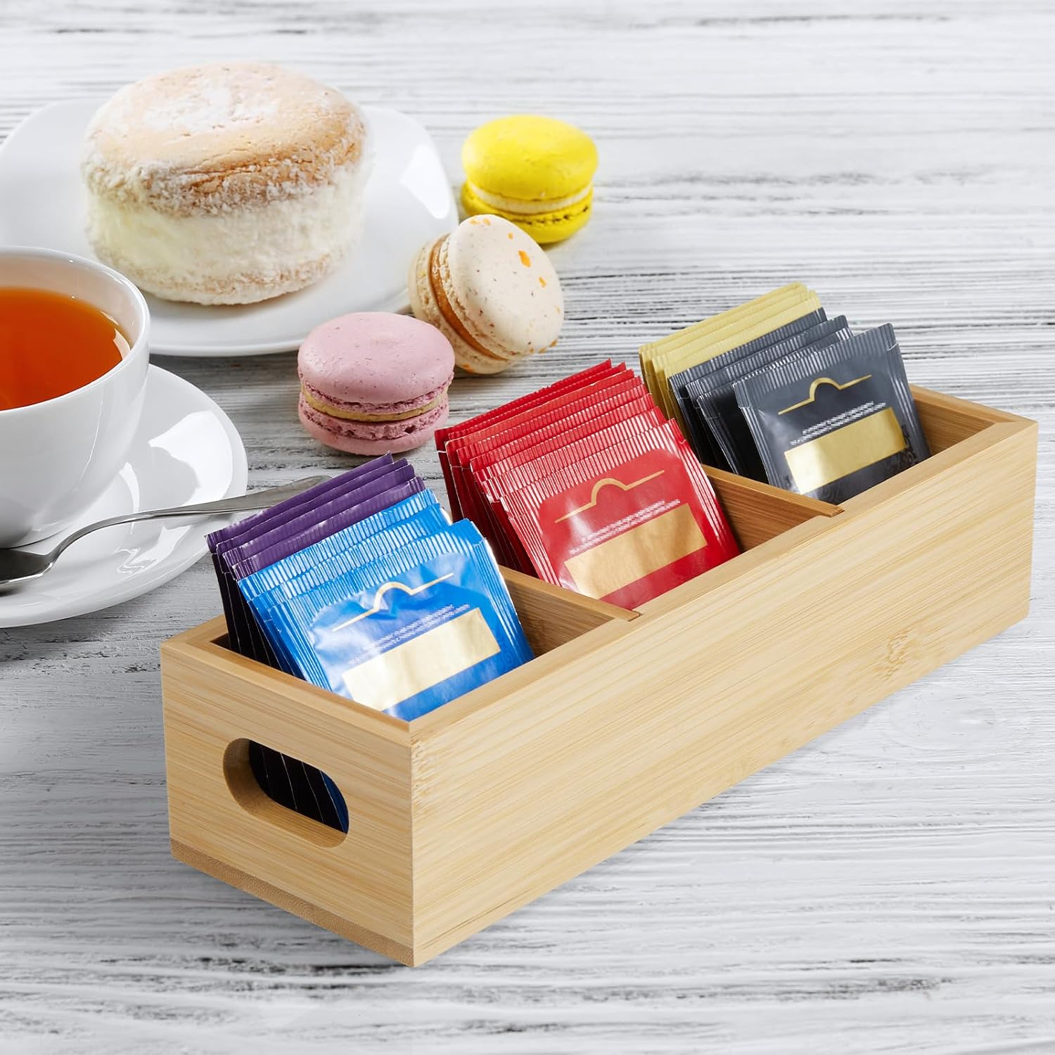 Tea Bag Holder with 2 Slots, Acacia | Tea bag holder